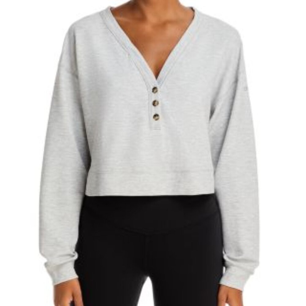 Alo Yoga Micro Waffle Cropped Henley Top size M